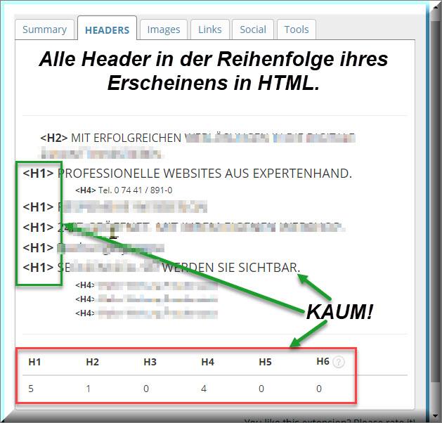 Mehrere H1-Überschriften auf einer Seite geht garnicht!